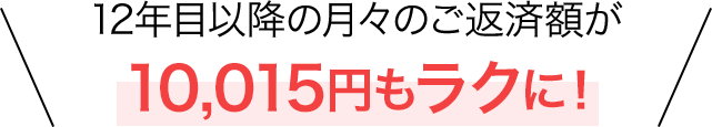 12年目以降の月々のご返済額が10,015円もラクに！