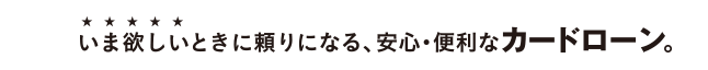 いま欲しいときに頼りになる、安心・便利なカードローン。 いま欲しいときに頼りになる、安心・便利なカードローン。