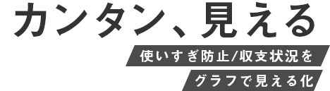 カンタン、見える 使いすぎ防止/収支状況を グラフで見える化