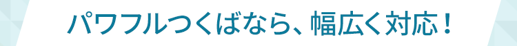 パワフルつくばなら、幅広く対応！